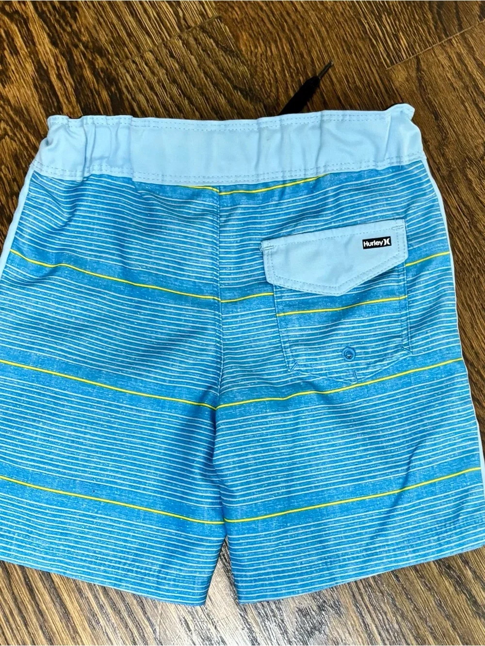 Hurley Boys Striped Board Shorts Blue Yellow White Size 4‎ Adjustable waist